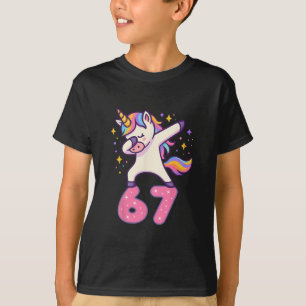 Camiseta 67 Unicórnio Para Meninas Seis Sete Meme Brainrot