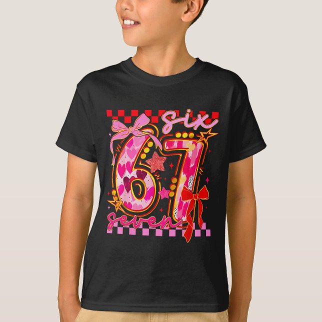 Camiseta 67 Valentine Day 6 7 Meme Six Seven Girl Kids  (Frente)