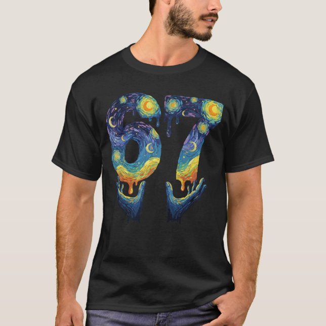 Camiseta 67 Van Gogh Starry Night Ice Cream Drip Funny (Frente)