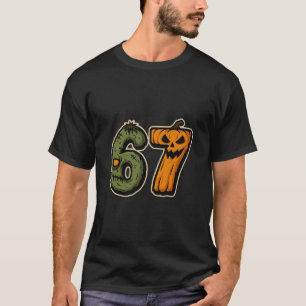 Camiseta 67 Zombie Pumpkin 6 7 Meme do Dia das Bruxas