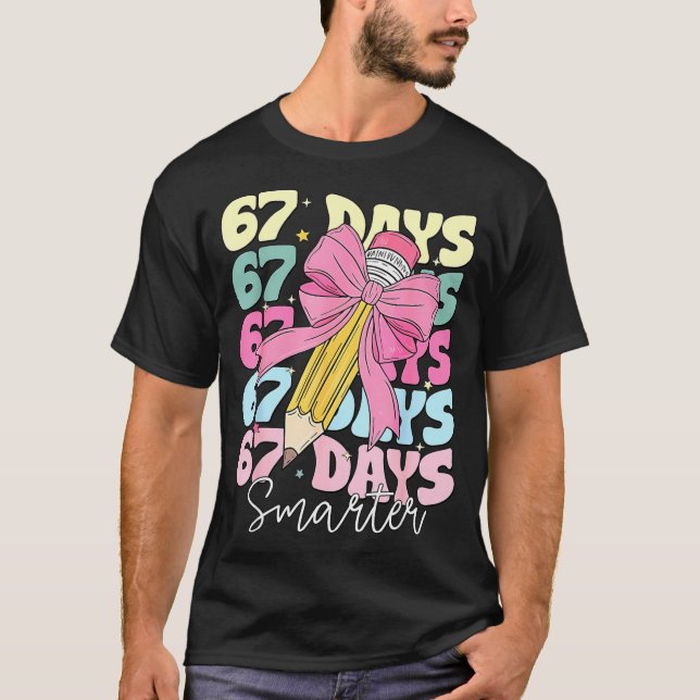 Camiseta 67th Day Of School 67 Days Smarter Coquette Bow Te (Frente)