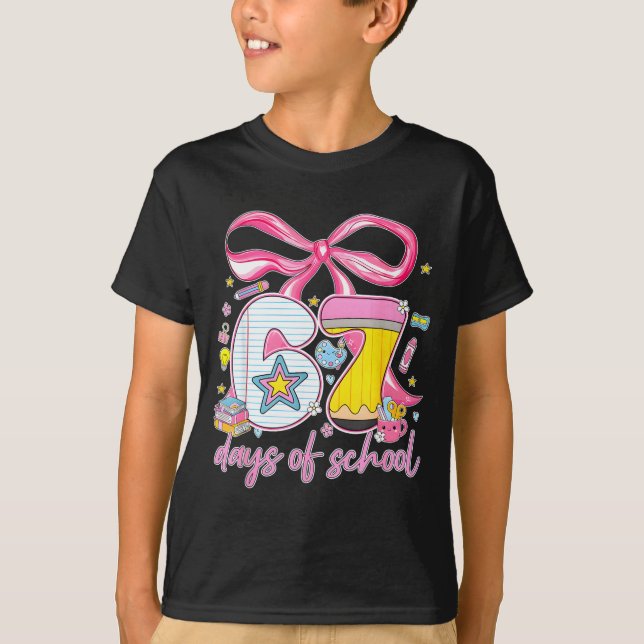 Camiseta 67th Day Of School 67 Six Seven Math Teacher Kids  (Frente)