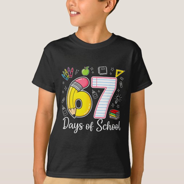 Camiseta 67th Day Of School 67 Six Seven Math Teacher Kids  (Frente)