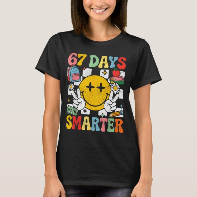 Camiseta 67th Day Of School Funny 67 Days Smarter Teacher B (Frente)