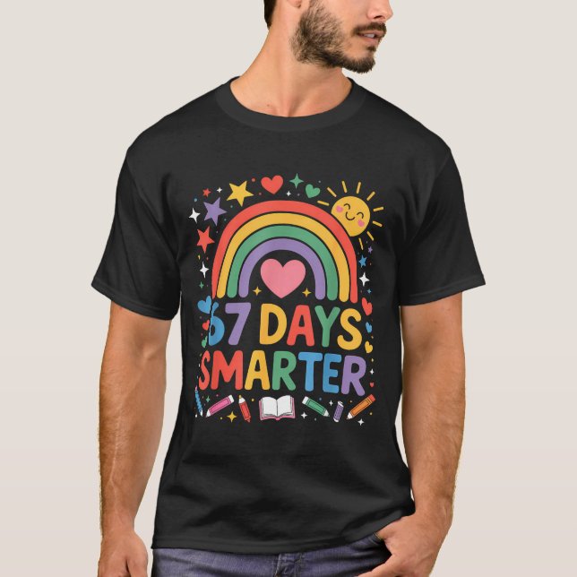 Camiseta 67th Day Of School Meme 67 Days Smarter Rainbow Ki (Frente)