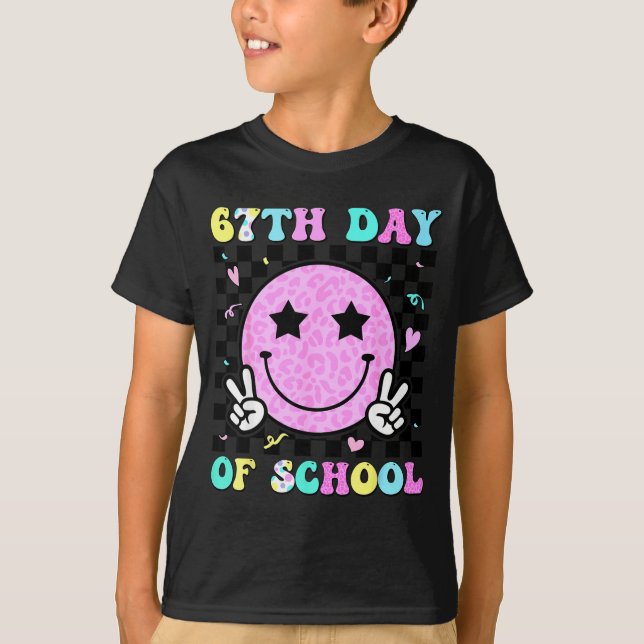 Camiseta 67th Day Of School Smile Face Six Seven Meme Girls (Frente)