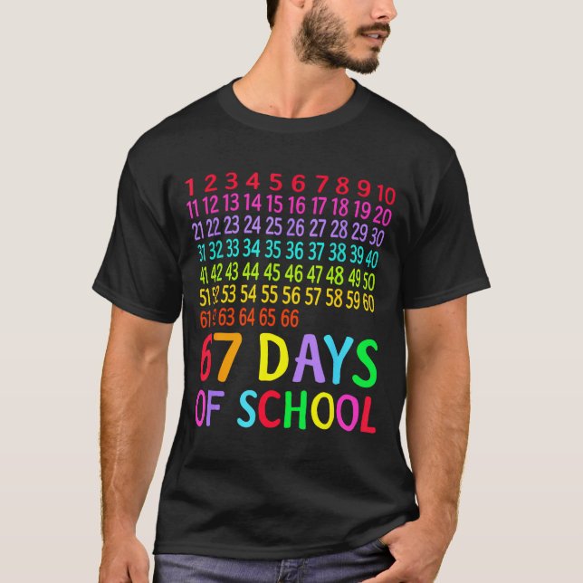 Camiseta 67th Day Of School Teacher Kids 67 Math Numbers 10 (Frente)
