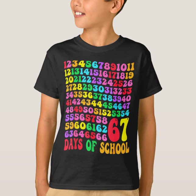 Camiseta 67th Day Of School Teacher Kids 67 Math Numbers 10 (Frente)