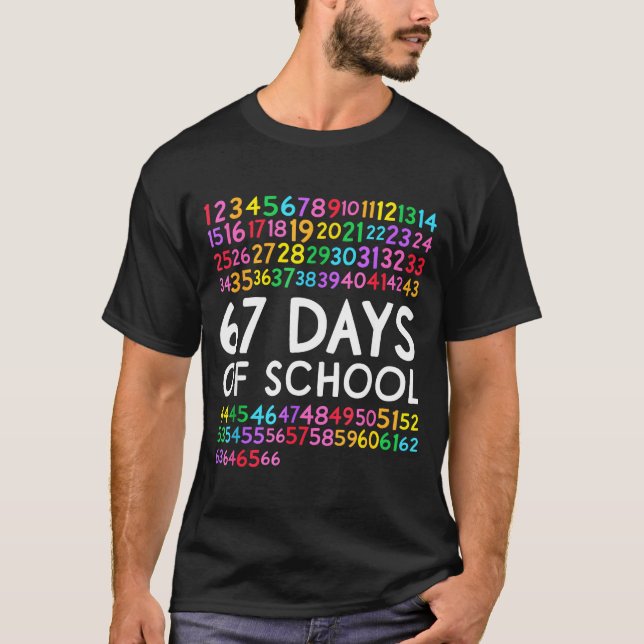 Camiseta 67th Day Of School Teacher Kids 67 Math Numbers 10 (Frente)