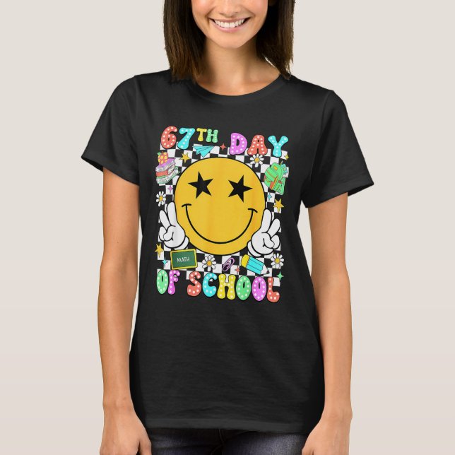 Camiseta 67th Day Of School Teacher Kids 67 Smile Face 100t (Frente)