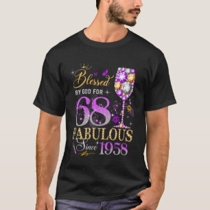 Camiseta 68º Aniversário Rainha Abençoada por Deus 68 Fabul