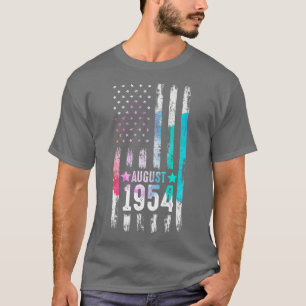 Camiseta 68 anos, agosto de 1954 Bandeira americana 68º ani