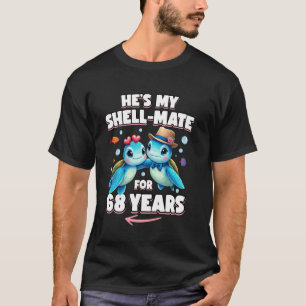 Camiseta 68 anos Casal Aniversário Tartarugas Ele é Minha