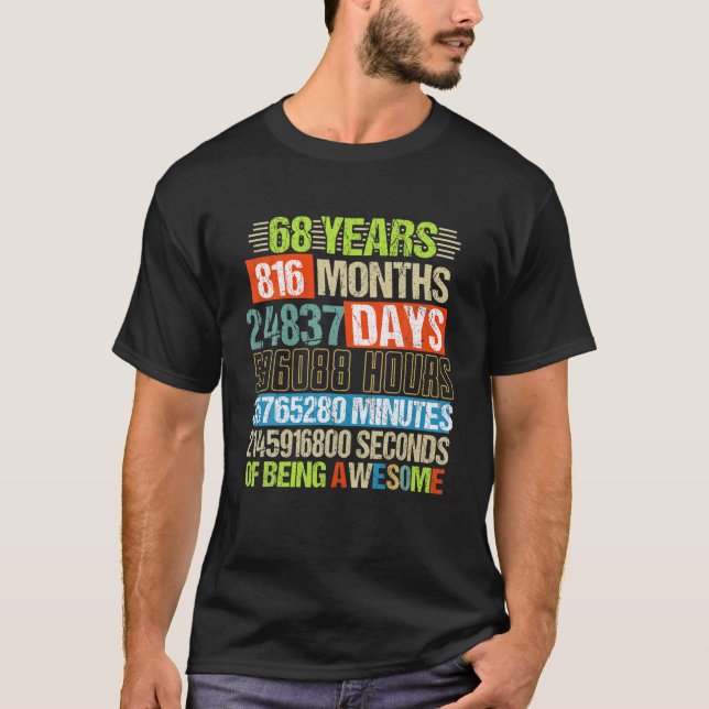 Camiseta 68 Years 816 Months Of Being Awesome 68Th Birthday (Frente)