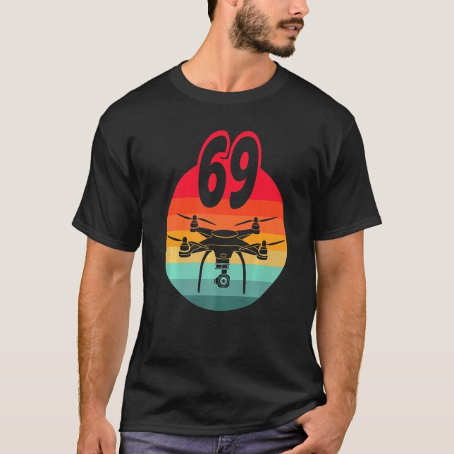 Camiseta 69.º aniversário I - Drones com controle remoto re (Frente)