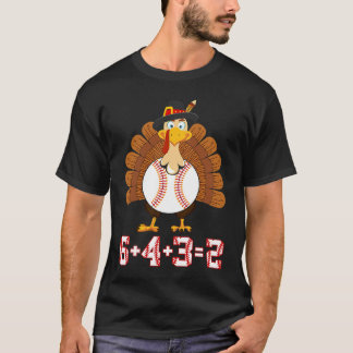 Camiseta 6+4+3 2 Baseball Turkey Thanksgiving 643 double pl