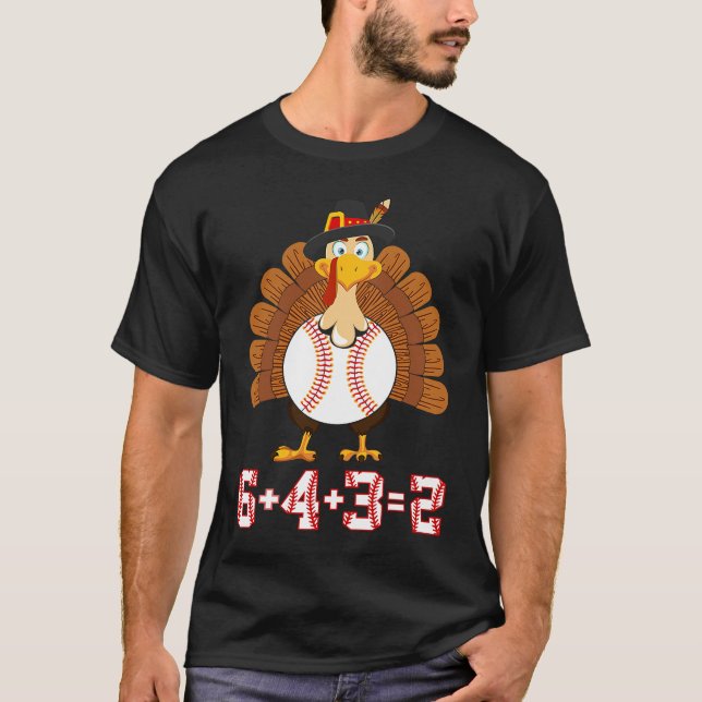 Camiseta 6+4+3 2 Baseball Turkey Thanksgiving 643 double pl (Frente)