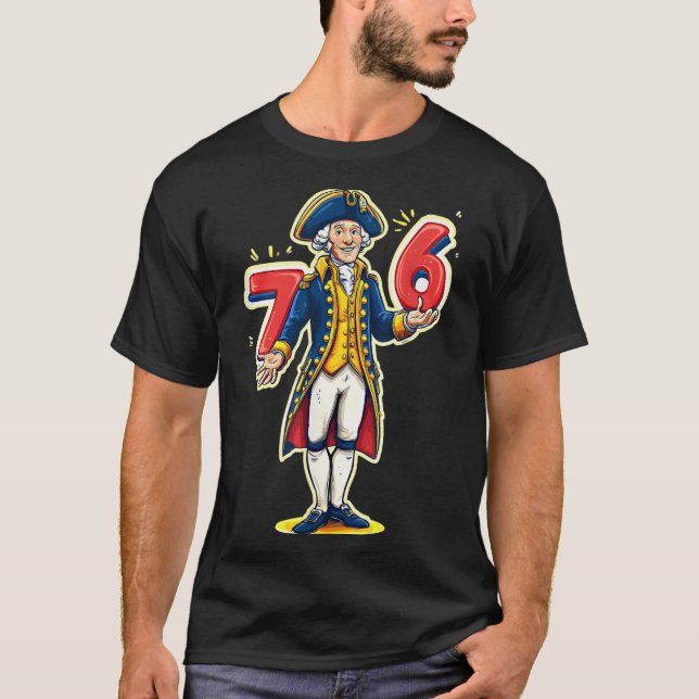 Camiseta 6-7 7-6 Engraçado George Washington Seis Sete Memó (Frente)