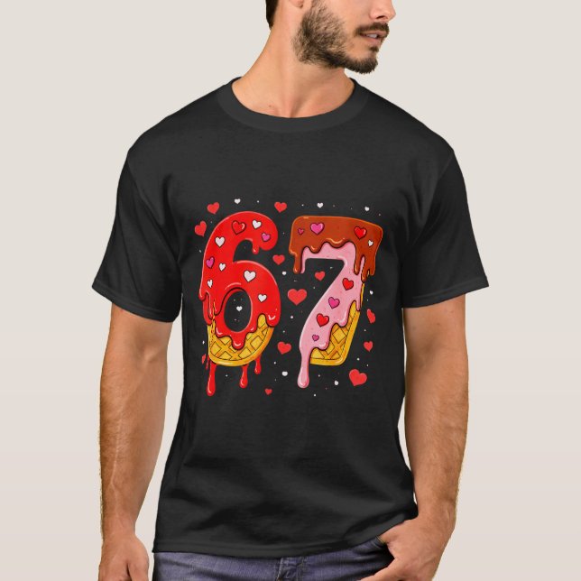 Camiseta 6 7 Cream Drip Six Seven Meme Valentine's Day Men  (Frente)