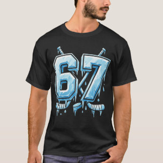 Camiseta 6 7 Design de Meme de Hóquei no Gelo  Números Humo