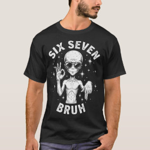 Camiseta 6 7 Engraçado 67 Seis Sete Alien Bruh Mão Meninos