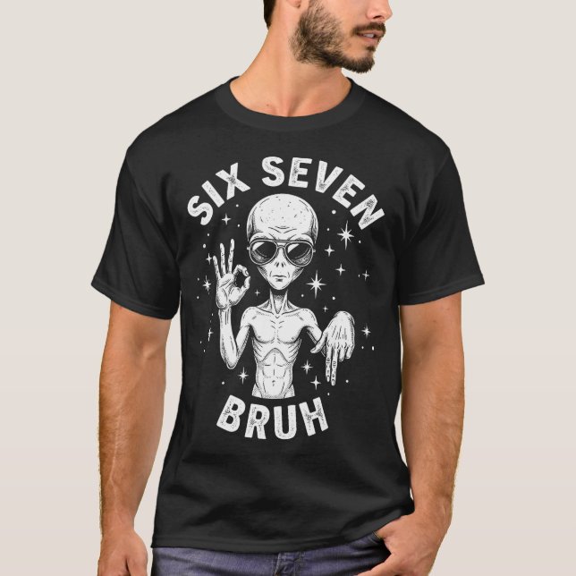 Camiseta 6 7 Funny 67 Six Seven Alien Bruh Hand Boys Gen Al (Frente)