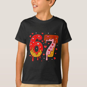 Camiseta 6 7 Gotejamento de Creme Seis Sete Meme Dia dos Na