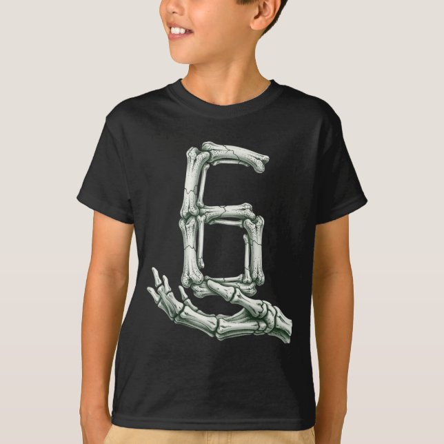 Camiseta 6 7 Halloween Skeleton Funny 67 Meme Gen Alpha Six (Frente)