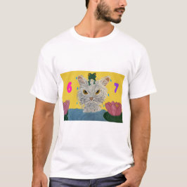 Camiseta 6 7 Mad Cat with frog on its head