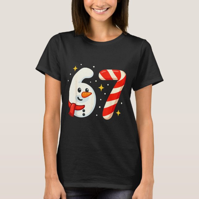 Camiseta 6 7 Meme Christmas Shirt 67 Six Seven Snowman Boy  (Frente)