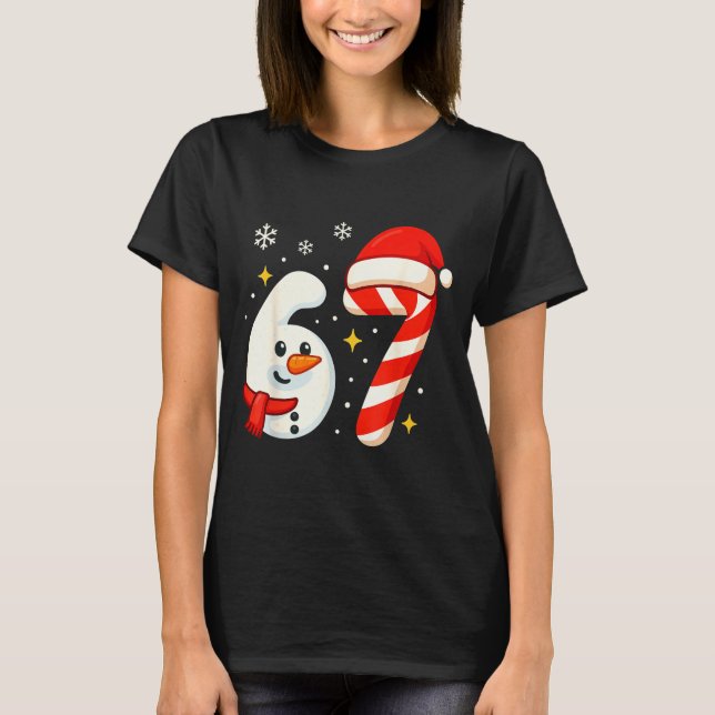 Camiseta 6 7 Meme Christmas Shirt 67 Six Seven Snowman Boy  (Frente)