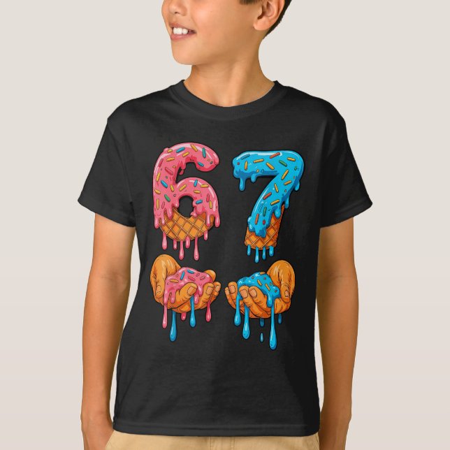 Camiseta 6 7 Meme Ice Cream Drip Gen Alpha Slang  (Frente)