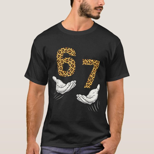 Camiseta 6-7 Meme Leopard Cheetah Cool Six-seven Funny  (Frente)