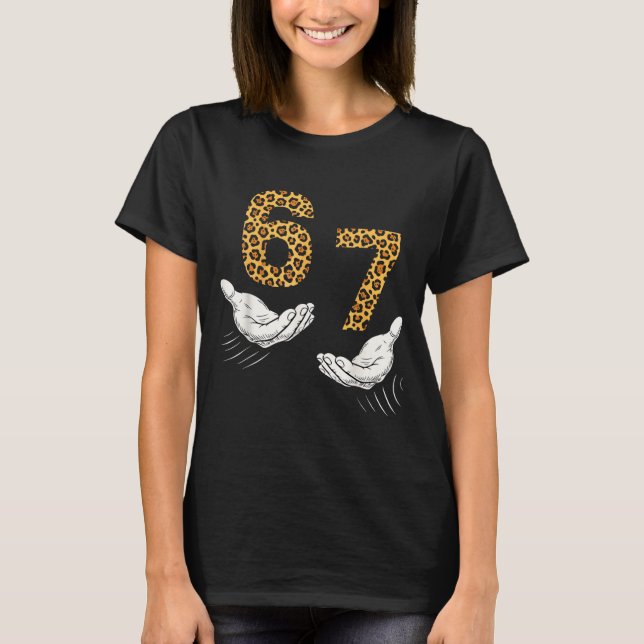 Camiseta 6-7 Meme Leopard Cheetah Cool Six-seven Funny  (Frente)