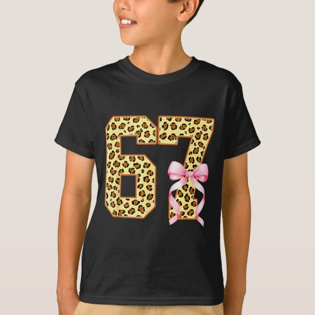 Camiseta 6-7 Meme Leopard Cheetah Cool Six-seven Funny 67 G (Frente)