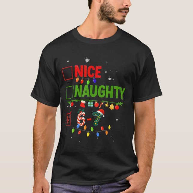 Camiseta 6-7 Meme Nice Naughty 67 Christmas Brain Rot Funny (Frente)