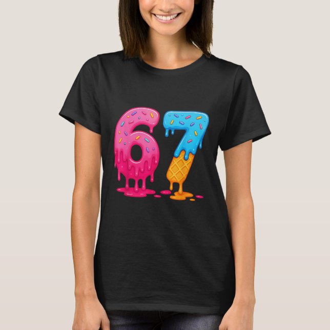 Camiseta 6 7 Meme Seis Sete Sorvete Drip  (Frente)