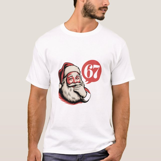 Camiseta 6 7 Natal Seis Sete Brainrot Papai Noel (Frente)
