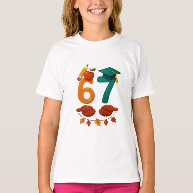 Camiseta 6 7 presente de volta às aulas para estudantes  (Frente)