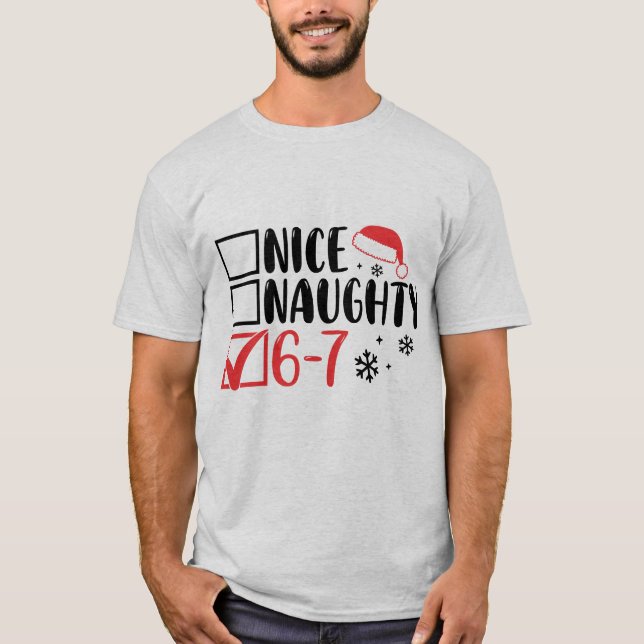 Camiseta “6 7” Santa Christmas Checklist: (Frente)