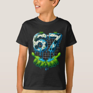 Camiseta 6 7 Seis Sete Gotejamento Engraçado Geração Alpha