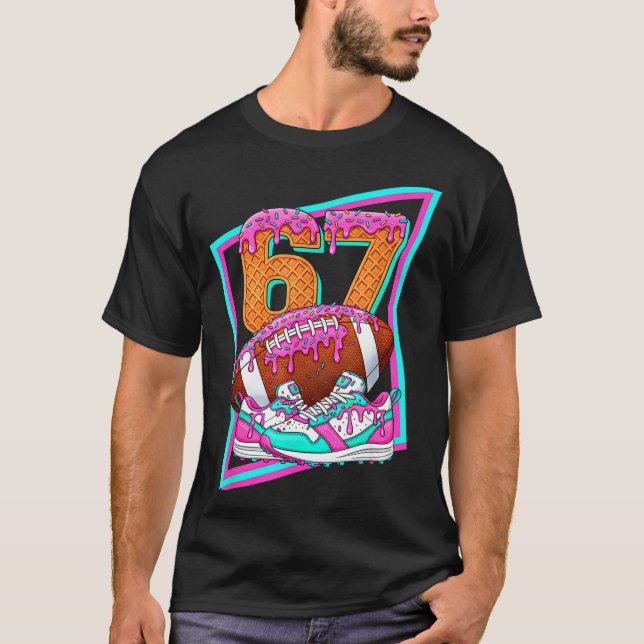 Camiseta 6 7 Six Seven Meme American Football Drip Number 6 (Frente)