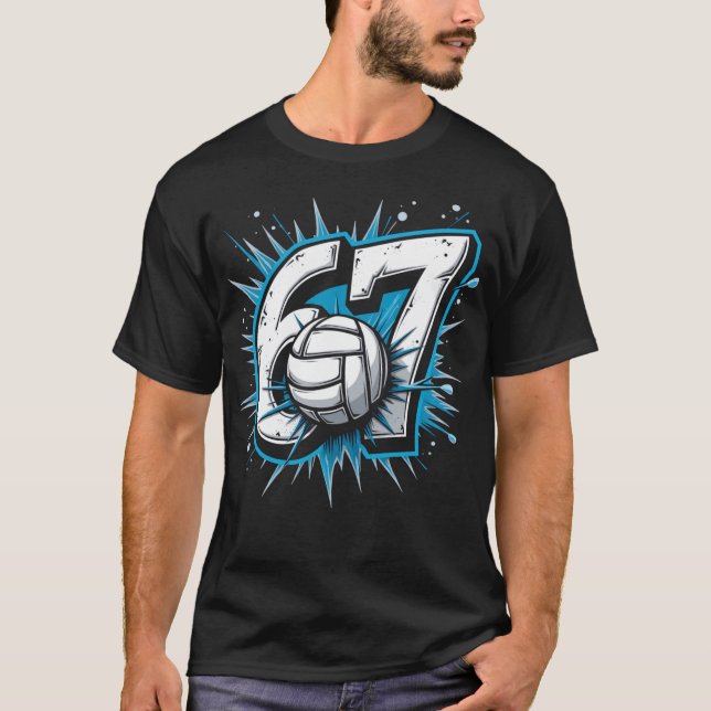 Camiseta 6 7 Volei Meme Poder Humor Esportivo (Frente)