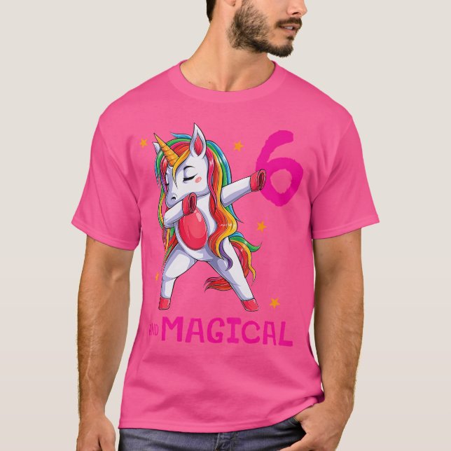 Camiseta 6 And Magical Girls 6Th Birthday Unicorn 6 Year Ol (Frente)