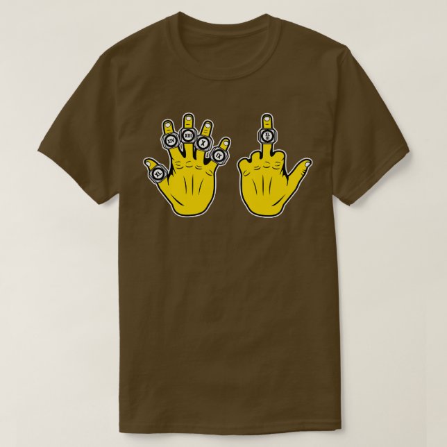 Camiseta 6 anéis de altura preta (Frente do Design)