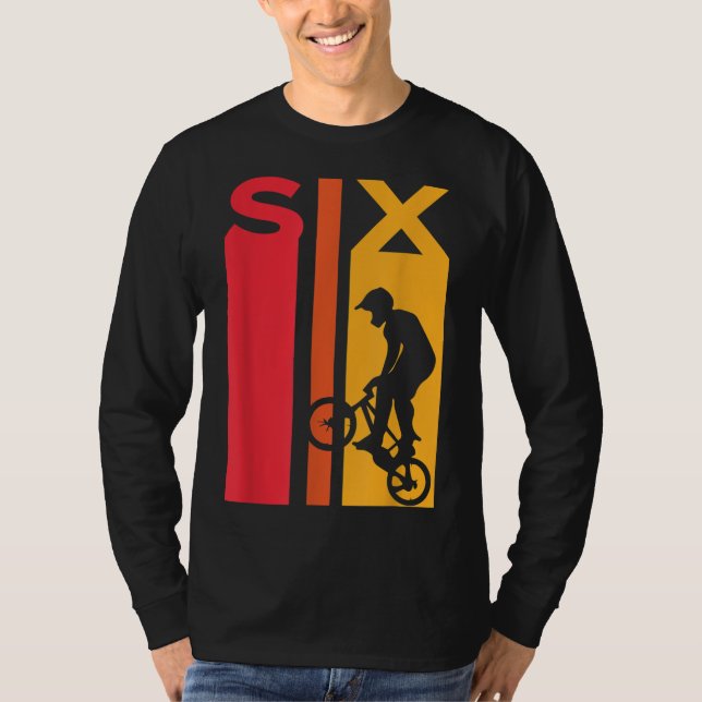 Camiseta 6 Aniversário De 6 Anos Crianças Bmx Bike Lover B- (Frente)
