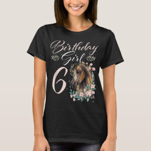 Camiseta 6 Aniversário Rapariga Cavalo Com 6 Anos De Idade 