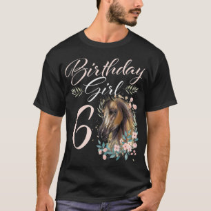 Camiseta 6 Aniversário Rapariga Cavalo Com 6 Anos De Idade