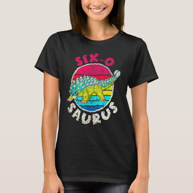 Camiseta 6 Aniversário Seis O Saurus I Ankylosaurus I Famíl (Frente)