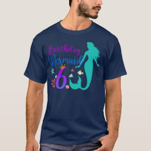 Camiseta 6 Aniversário Sereia Oceano 6 Anos Biológico Bda